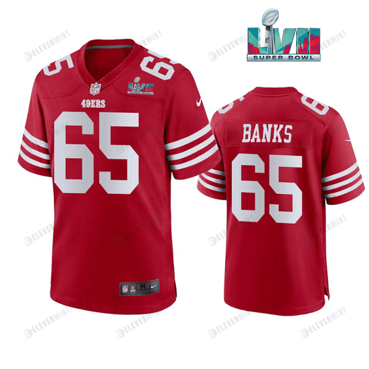 Aaron Banks 65 San Francisco 49Ers Super Bowl LVII Men Game Jersey- Scarlet